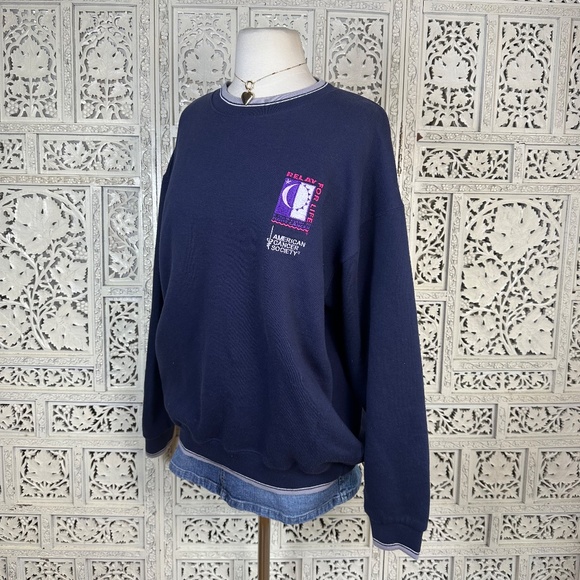 Vtg Relay For Life American Cancer Society Navy Blue Oversized Soft Sweatshirt - Picture 4 of 6